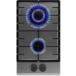 Cecotec Piano Cottura Gas Butano e Naturale 2 Fuochi Bolero Squad G 2200F Inox. 5250W, Acciaio Inox, Griglie Complete Ghisa, Bruciatore WOK Tripla Corona, Accensione Elettrica, Sistema Sicurezza