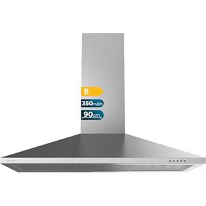 Cecotec Cappa aspirante piramidale 90 cm Bolero Flux PM 903500 Inox B. Motore 65 W, finitura inox, aspirazione 350 m3/h, controllo meccanico, 3 livelli di potenza, luce e filtro al carbonio