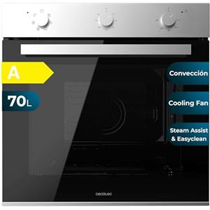 Cecotec Forno da Incasso Multifunzione Bolero Hexa M236000 Line Time A. 2800W, 70L, 6 funzioni: Defrost, Convenzionale, Convezione. Cooling Fan, Timer, Base XXL. Porta Tripla Vetro, Classe A