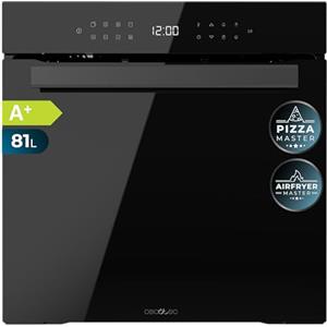 Cecotec Forno da Incasso Pirolitico 81L Bolero Hexa P506000 Glass Black A+. 11 Funzioni con Airfryer Master, Pizza Master, 3D Cooking, Steam Base X2, Basso Consumo, Facile Pulizia, 5 Posizioni