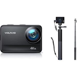 WOLFANG Action Cam GA400 4K60FPS & Set di Selfie Stick Ricaricabile