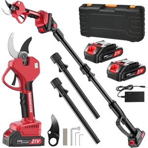 MuatCtarom Forbici Potatura a Batteria con Asta 2m, 50 mm Forbice Potatura a Batteria 21V 2 * 2Ah per 1200 Tagli, Portatile Cesoie Potatura per Potatura con Display per Frutteto, Giardino, Parco, Fattoria