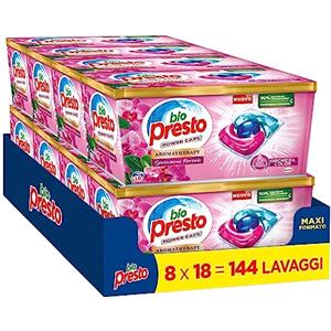 Bio Presto Power Caps Color, Detersivo Lavatrice Predosato In Capsule, Confezione Da 144 Lavaggi