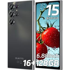 OUKITEL C61 Smartphone Android 15, 16GB+128GB/1TB Smartphone 2025, 6.88" HD+ Telefono Cellulare, 5150mAh Cellulari, 13MP+5MP Telefono Gaming, Dual SIM/Face ID/Fingerprint, Nero