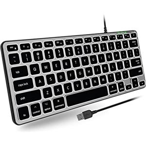 Macally Tastiera retroilluminata con cavo per Mac, tastiera compatibile con Apple (piccola e compatta), comoda tastiera USB per digitare tutto il giorno per MacBook Pro/Air, iMac, Mac Mini/Pro (grigio