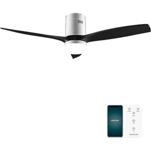 Cecotec Ventilatore da Soffitto con Luce EnergySilence Aero 5600 Aqua IronBlack Connected. 40 W, LED 18 W, Diametro 132 cm, Wi-Fi, Telecomando, Protezione IP44, Timer 8 Ore, 3 Pale, 6 Velocità