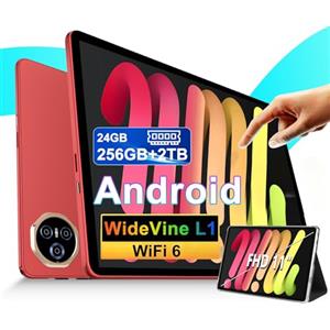 Dghrti 2025 Tablet 11 pollici da Touch Android 14, 24GB RAM + 256GB ROM (2TB TF), Octa-Core, UFS 2.2 Flash, FHD IPS, 8000 mAh, Suono 3D, 13MP + 5MP, Dual WiFi, BT 5.0, Widevine L1, Face ID, Rosa
