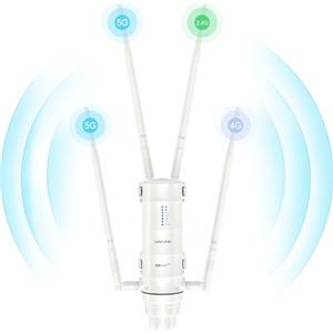 WAVLINK Router WiFi 4G LTE da Esterno con Slot per Nano SIM Card, 1200Mbps Dual Band Wireless Internet WiFi, 4x7dBi Antenne Omnidirezionali, Supporto Router/4G Router/Mix Mode