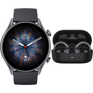 Amazfit GTR 3 Pro + TWS UP 3,68 cm (1.45'') AMOLED 46 mm Digitale 480 x 480 Pixel Touch screen Nero Wi-Fi GPS (satellitare)