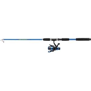 SHAKESPEARE Firebird Tele - Canna da pesca telescopica e mulinello - Attrezzatura da pesca portatile - Pre-primer con lenza pronta per la pesca, blu/nero, 2.13m /10-25g