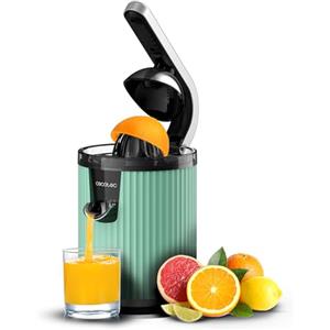 Cecotec Spremiagrumi elettrico a braccio per arance e agrumi Xqueeze RetroJuice 600 Green. 600 W, stile retrò, filtro in acciaio inox, cono in plastica, leva per estrarre la polpa, antigoccia