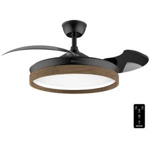 Cecotec Ventilatore da Soffitto con Luce Energysilence Aero 4320 Invisible Wood&Black. 35W. 6 Velocità. Pale Retrattili. Telecomando. Timer. Luce Integrata. Intensità Luminosa Regolabile