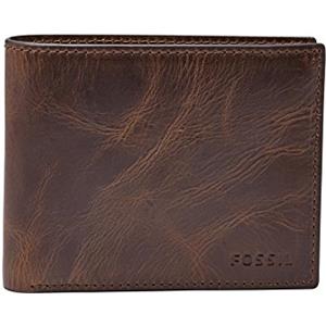 Fossil Derrick Set di portafogli in pelle o poliestere per uomo, 11.43 cm L x 1.9 cm W x 8.89 cm H, Marrone scuro