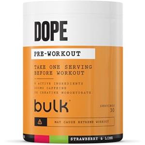 Bulk Polvere Pre-Workout Dope | Strawberry Lime | 3g Creatine per Serving | 200mg Caffeine | Citrulline Malate & Arginine AKG | Beta-Alanine | Energy, Focus & Performance | 510g Supplement