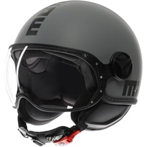 MOMO Design MOMODESIGN - FGTR CLASSIC E2206, Casco Jet, Casco Aperto per Moto e Scooter, per Uomo e Donna, Grigio Opaco/Nero, S