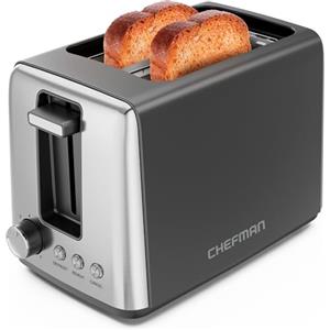 Chefman Tostapane Chefman a 2 strati, 7 gradazioni, 3 modalità di cottura, vassoio raccoglibriciole rimovibile, tostapane per toast farciti e bagel, scongelamento, annullamento, perfetto per dolci - Nero