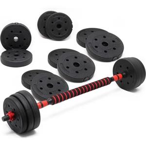 LUXTRI Set Manubrio Corto e bilanciere 2in1 30kg con 16 Dischi per Fitness Allenamento Forza