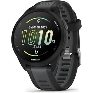 Garmin Forerunner 165, Smartwatch per la corsa, 43mm, Musica, App di Streaming, GPS, Cardio, VO2max, Report mattutino, HRV Status, Piani gratuiti 5K, 10K, 21K e Maratona, Pay (Black)