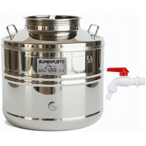 Orso Chef Fusto Inox 15 Litri per Olio e Vino - Extra Strong SALDATO Non Perdite in Acciaio con Rubinetto | Bidone Tanica Barile per Olio d'Oliva, Vino, Liquidi Alimentari