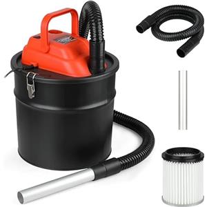 TANIASHOP Bidone Aspiracenere Senza Sacco 800W 18LT con filtro HEPA Potenza di Aspirazione 16 KPA Tubo da 1,3 mt Becco in Alluminio Aspira Cenere per Camino Stufa a Pellet Barbecue con Funzione Soffiante