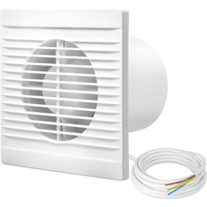 Teodute Ventilatore da Bagno, 100mm (4inch), Ventilatore da Parete per Casa, Ventilatore di Scarico Silenzioso, Regolabile, per Bagno, Cucina, Soggiorno, Camera da Letto, Soffitto (15x15 Cm)