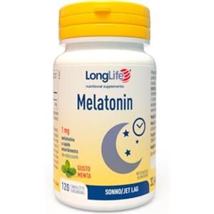 LongLife® Melatonin | Integratore di melatonina a rapido assorbimento | Formula sublinguale | Ciclo sonno-veglia | 4 mesi di trattamento | Gusto menta | Vegano e senza glutine