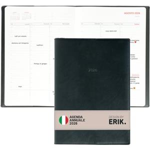 Grupo Erik Agenda Settimanale 2026 A4 Verticale in Italiano - Diario 2026, Planner Settimanale per Lavoro: Intervalli di 30 minuti e Spazio Note, Copertina Morbida Nero (Dic. 2025 a Genn. 2026)