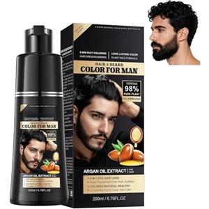 Probuk Shampoo Colorante Nero per Uomo 200ml - Naturale Shampoo Colorante Istantanea Dei Capelli Bianchi, Tinta Per Capelli Neri Semipermanente per Uomo e Donna