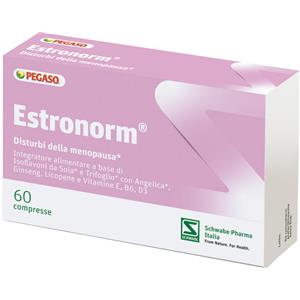Schwabe Estronorm - Integratore per la Menopausa con Soia, Trifoglio, Ginseng e Vitamine E, B6 e D3 - 60 Compresse