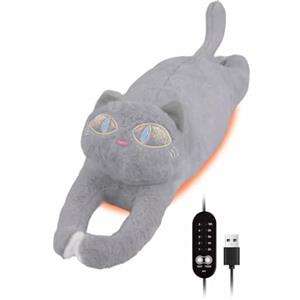 ZimiTeda Tappetino riscaldante a forma di gatto per crampi mestruali con alimentazione USB, calore istantaneo, tappetino riscaldante portatile per alleviare i crampi (grigio)