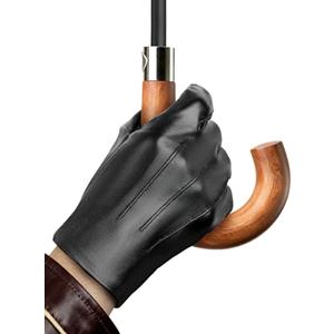 MELLIEX Guanti Pelle Uomo Invernali, Guanti Touchscreen Caldi Vera Pelle di Montone con Cashmere Fodera per Attività All'aperto Ciclismo a Motore