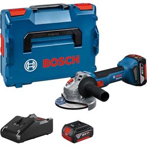 Bosch Professional 18V System Smerigliatrice angolare a batteria GWS 18V-8 (diametro disco 125 mm, incl. 2 batterie GBA 4.0Ah, caricabatteria GAL 18V-40, L-BOXX)