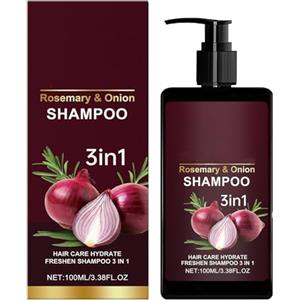homomdy Shampoo alla cipolla e rosmarino per la crescita dei capelli, trattamento nutriente e detergente 3 in 1, anticaduta, capelli più spessi e forti, controllo dell'effetto crespo,lucentezza sana (1pcs)