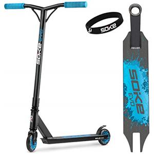 SOKE Stunt Scooter GO! monopattino con cuscinetti a sfera ABEC 9 per adulti e bambini monopattino freestyle da città | 2 ruote | capacità di carico 100kg (nero-blu)