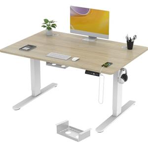 TRIUMPHKEY Scrivania Elettrica Regolabile in Altezza 120 x 80cm,3 Memoria,con Porta di Ricarica USB, Elettrica per Computer, Scrivania per Sedersi in Piedi, Beige
