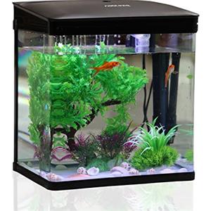 Nobleza - 7L Piccolo Acquario Completo con Illuminazione a LED e Sistema di Filtraggio Integrato, Nero, Vasche per Pesci Entry Level per Principianti