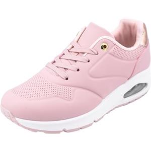 JOMIX Sneakers Casual Scarpe da Ginnastica Moda Scarpe da Passeggio Running Tennis Sneakers PU Pelle (Pink,39)