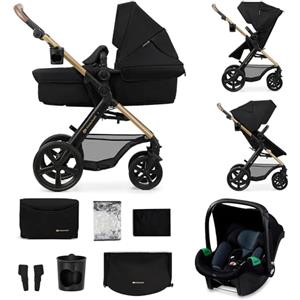 kk Kinderkraft Kinderkraft MOOV 2, passeggino trio 3 in 1, navicella+passeggino 2 in 1, seggiolino auto i-Size, ruote antiforatura ammortizzate, cappottina UPF50+, fino a 22 kg, Nero
