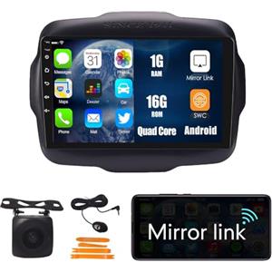 Wostoke Navigazione Android auto Stereo GPS Radio Telecamera di retromarcia Display 9 IPS Schermo tattile Headunit Tablet Pad Lettore multimediale Per Jeep Renegade 2016-2020 Quad Core 1G+16G
