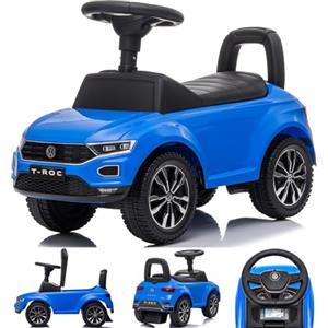 sun baby Macchinina Cavalcabile per Bambini licenza Volkswagen T-Roc, Macchina a spinta da 12 mesi, cassetto portaoggetti, cerchi cromati, clacson e sintonizzatori (Blu)