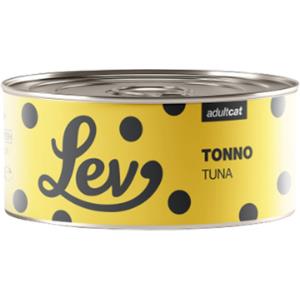 Lev Cibo Umido per Gatti Adulto al Tonno - Lattina da 140 Gr, Senza Conservanti e Coloranti