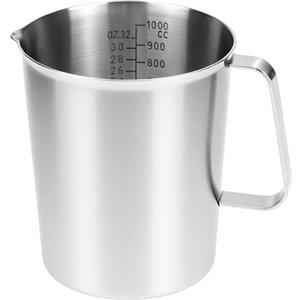 QWORK® Caraffa graduata acciaio inox 304, 1000 ML brocca graduata con 3 scale di misura, comprese le scale per tazze, ML, OZ
