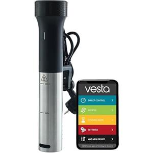 V Vesta Precision Vesta Precision Circolatore Sous Vide SV80s per Cottura a Bassa Temperatura in Casa con Alte Prestazioni | Capacità di Riscaldamento 40 l, 1200 W, include app Wi-Fi, nero