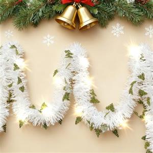 Akxlax Ghirlanda Natalizia Per Scale 5 Metri con Luci Timer, Ghirlanda Luminosa Natale Lunga Batteria per Esterno Interno, per Porta Camino Tavolo Porta Scale Balcone (A: con LED)