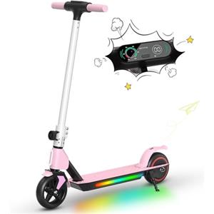 E-RIDES Monopattino Elettrico Bambini 130W - Monopattino Elettrico Pieghevole per Bambini 6-14 Anni, Veloce fino a 15 km/h, 3 Modalità di Velocità, Compleanni e Natale (Rosa)