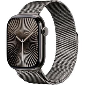 Apple Watch Series 10 GPS + Cellular 46 mm Smartwatch con cassa in titanio color Ardesia e cinturino Sport Loop Ardesia - S/M. Fitness tracker, app ECG, display Retina always-on, Carbon Neutral