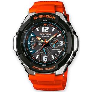 CASIO Orologio da Polso, Quadrante Analogico da Uomo, Resina, Colore Arancione