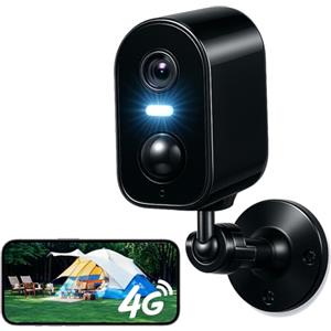 KKB Telecamera di sorveglianza 4G senza Wi-Fi con scheda SIM e batteria, fotocamera LTE per esterni, 2K con rilevamento del movimento, IP65, impermeabile, visione notturna a colori, audio a 2 vie