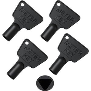 HowseHold Chiave per contatore del gas, confezione da 4, chiave triangolare, chiave per scatola elettrica, chiave per cassetta degli attrezzi, chiave in plastica nera