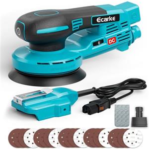 Ecarke Levigatrice orbitale a batteria da 125 mm per batterie Makita da 18 V, motore brushless, 15.000 giri/min, controllo della velocità a 6 livelli, con sacchetto antipolvere e 20 fogli abrasivi